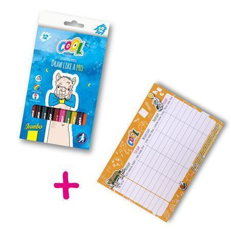 Školní balíček COOL BY VICTORIA 2: Barevné pastelky jumbo + DÁREK: Rozvrh hodin, COOL BY VICTORIA