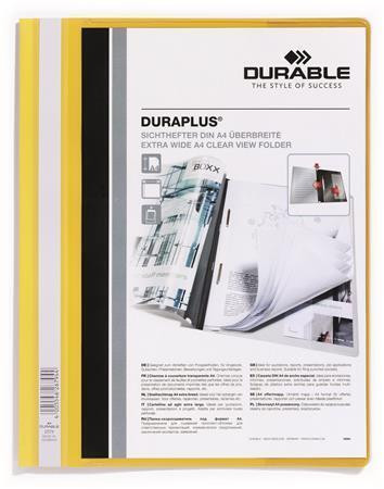 Desky s rychlovazačem "DURAPLUS", žlutá, A4, široké, DURABLE 257904