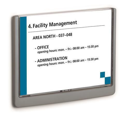 Informační tabulka "CLICK SIGN", šedá, 148,5 x 210 mm, DURABLE 486637