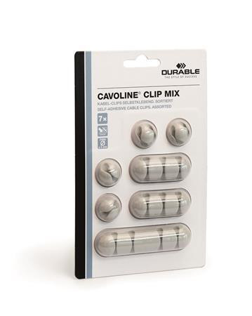 Sada klipů pro vedení kabelů "CAVOLINE Clip mix", šedá, samolepicí, 7 ks, DURABLE 504110