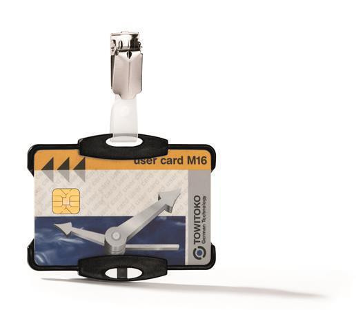 Držák jmenovek s klipem, černá, 54 x 87 mm, na 1 kartu, DURABLE 811801