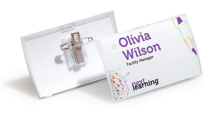 Jmenovka s klipem a zavíracím špendlíkem "Click Fold", 40 x 75 mm, DURABLE 821119