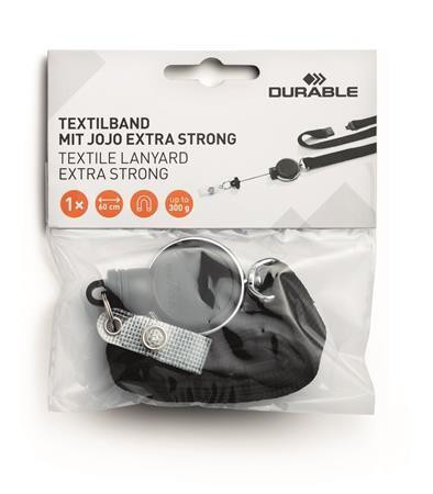 Šňůrka s držákem na jmenovku "Extra strong", černá, výsuvný, patent, DURABLE 833001