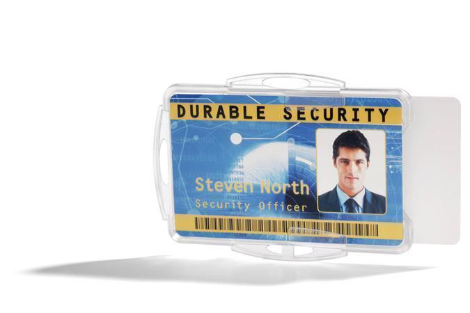 Držák na bezpečnostní karty, transparentní, na 2 karty, otevřený, 10 ks, DURABLE 891919