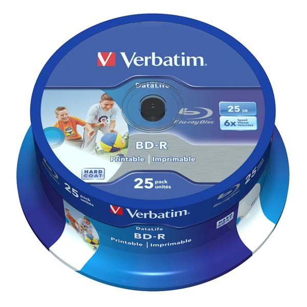 Verbatim BD-R SL, Hard Coat protective layer 25GB, spindle, 43811, 6x, 25-pack, pro archivaci dat