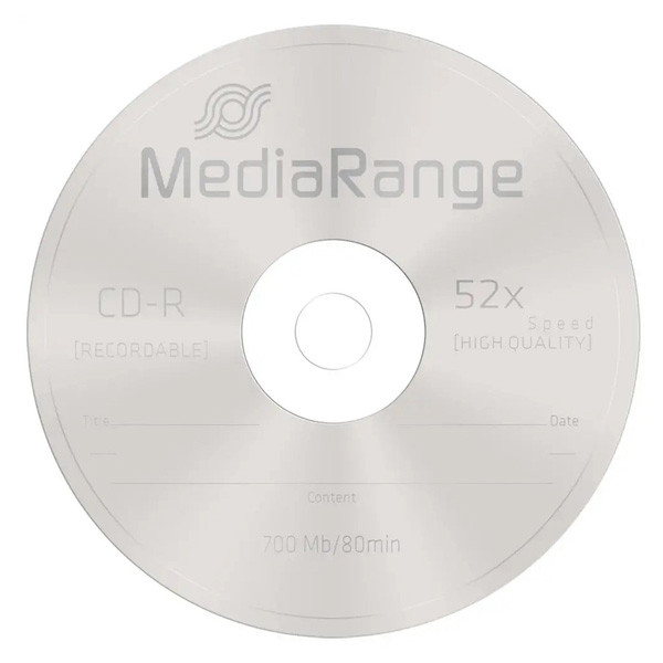 Mediarange CD-R, MR201, 25-pack, 700MB, 52x, 80min., 12cm, bez možnosti potisku, cake box, Standard, pro archivaci dat