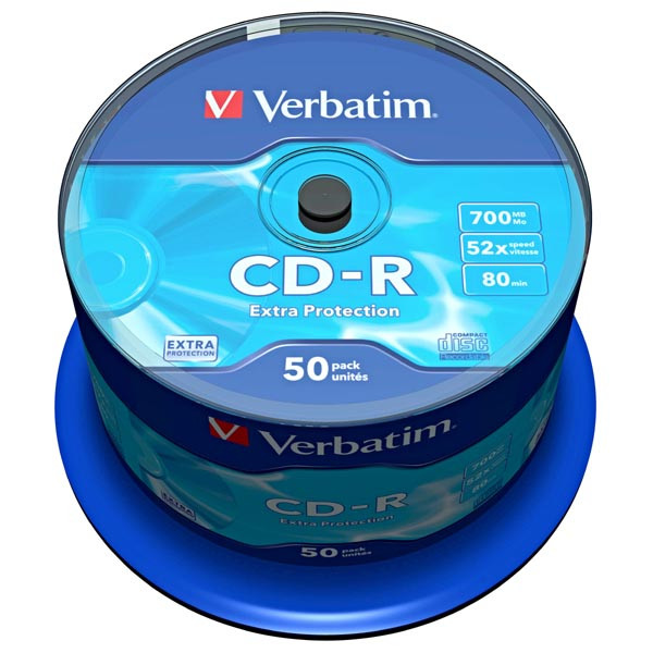 Verbatim CD-R, 43351, Extra Protection, 50-pack, 700MB, 52x, 80min., 12cm, bez možnosti potisku, spindle, pro archivaci dat
