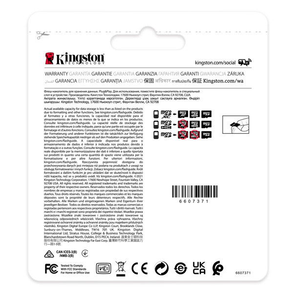 Kingston paměťová karta Industrial C10, 64GB, micro SDXC, SDCIT2/64GBSP, UHS-I U3 (Class 10), pSLC karta, V30, A1