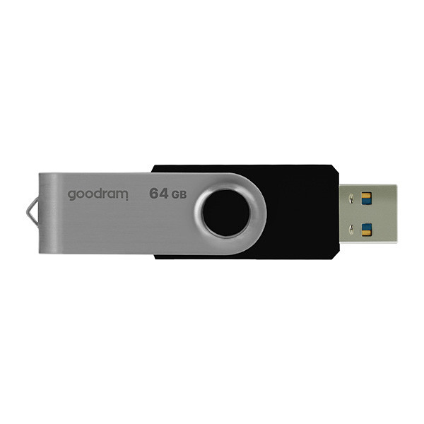 Goodram USB flash disk, USB 3.0, 64GB, UTS3, černý, UTS3-0640K0R11, USB A, s otočnou krytkou