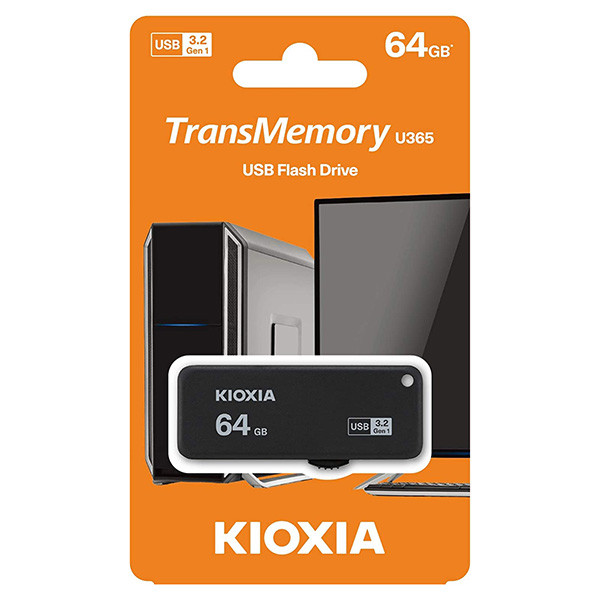 Kioxia USB flash disk, USB 3.0, 64GB, Yamabiko U365, Yamabiko U365, černý, LU365K064GG4