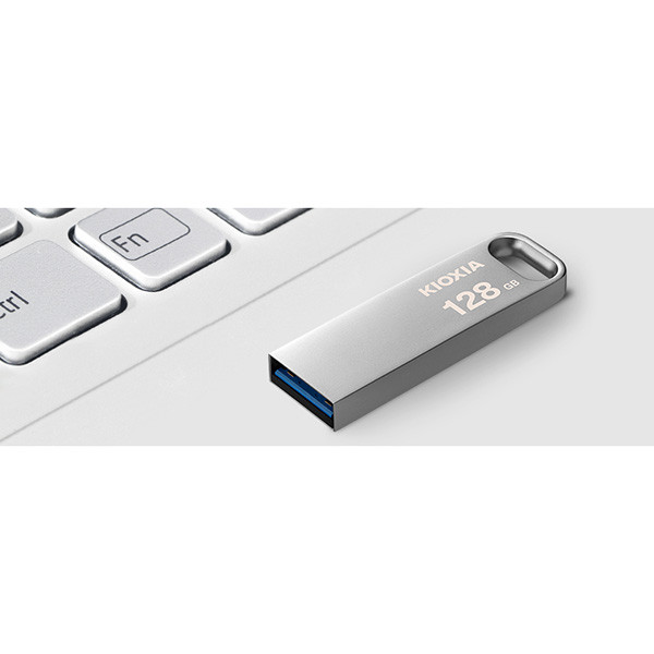 Kioxia USB flash disk, USB 3.0, 128GB, Biwako U366, Biwako U366, stříbrný, LU366S128GG4