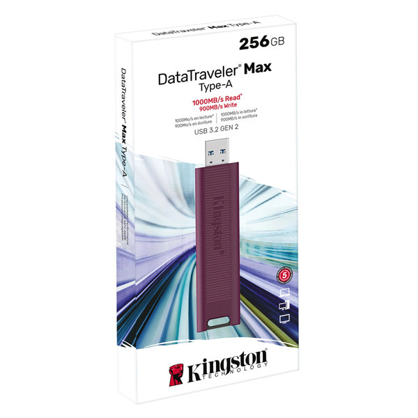 Kingston USB flash disk, USB 3.0, 256GB, DataTraveler Max, vínový, DTMAXA/256GB, USB A