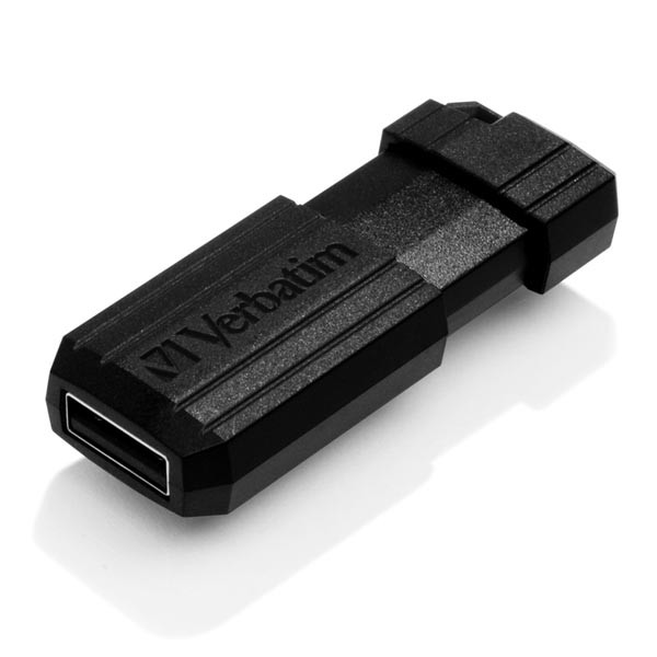 Verbatim USB flash disk, USB 2.0, 16GB, PinStripe, Store N Go, černý, 49063, USB A, s výsuvným konektorem