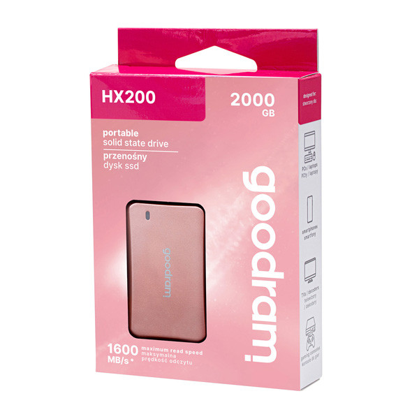 SSD Externí Goodram HX200, SSDPR-HX200-2K0-RG, černý, USB-C