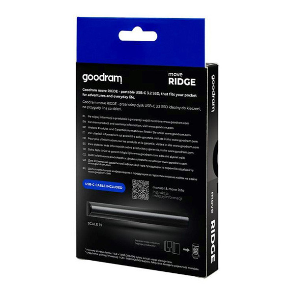 SSD Externí Goodram Move Ridge, SSDR-GMRE-02T-K0, 2000GB, černý, USB-C 3.2