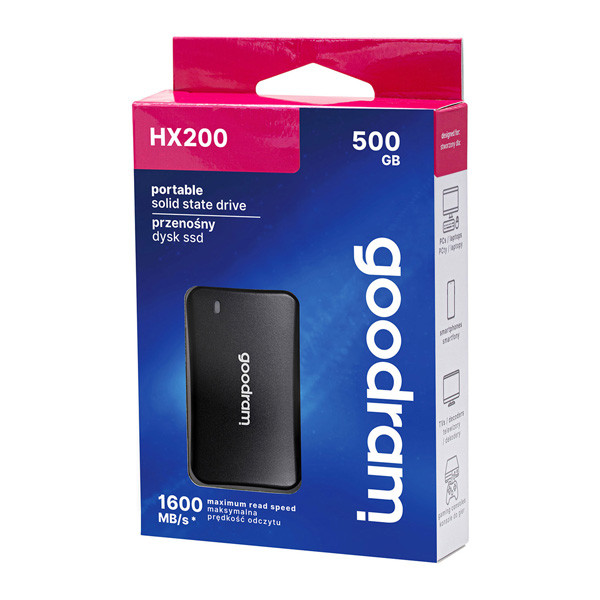 SSD Externí Goodram HX200, SSDPR-HX200-500, 500GB, černý, USB-C