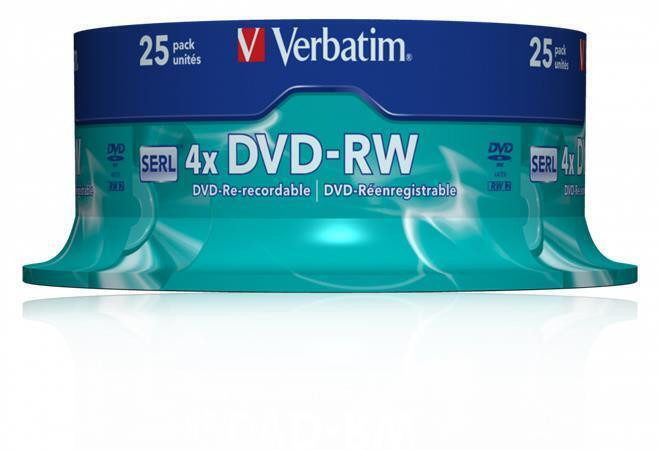 DVD-RW, 4,7GB, 4x, Verbatim, 25-cake