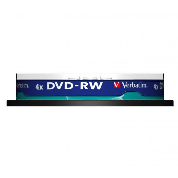 Verbatim DVD-RW, Matt Silver, 43552, 4.7GB, 4x, spindle, 10-pack, bez možnosti potisku, 12cm, pro archivaci dat