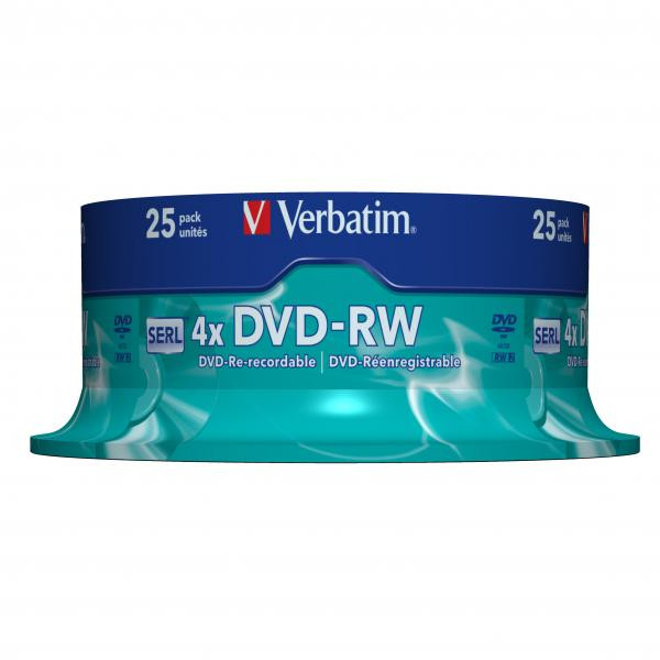 Verbatim DVD-RW, Matt Silver, 43639, 4.7GB, 4x, spindle, 25-pack, bez možnosti potisku, 12cm, pro archivaci dat