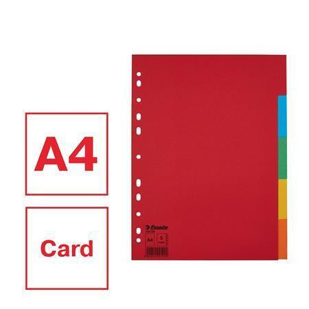 Rejstříky "Economy", mix barev, karton, A4, 5 dílů, ESSELTE