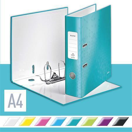 Pákový pořadač "180° WOW", ledově modrá, 80 mm, A4, polaminovaný karton, lesklý, LEITZ