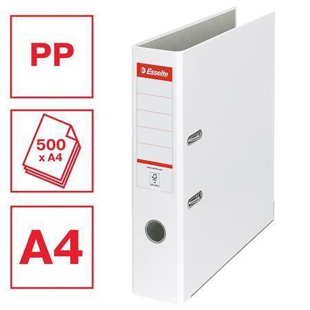 Pákový pořadač "Economy", ochranné spodní kování, bílá, 75 mm, A4, PP/karton, ESSELTE
