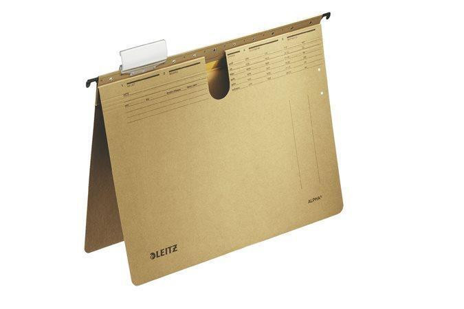 Závěsné desky "ALPHA®" s rychlovazačem, přírodní hnědá, A4, karton, LEITZ