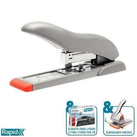 Velkokapacitní sešívačka "HD70", stříbrná-oranžová, 70 listů, RAPID