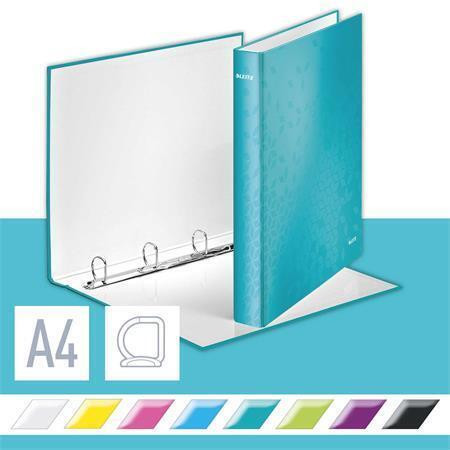 Pořadač čtyřkroužkový "Active Wow", ledově modrá, polaminovaný karton, 40 mm, LEITZ