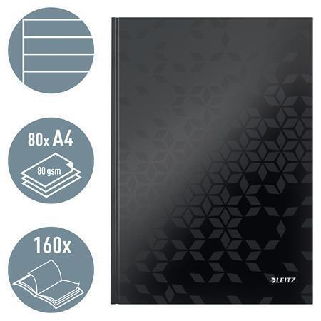Zápisník "Wow", černá, linkovaný, A4, tvrdé desky, 80 listů, LEITZ