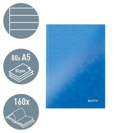 Zápisník "Wow", modrá, linkovaný, A5, 80 listů, s tvrdými deskami, LEITZ