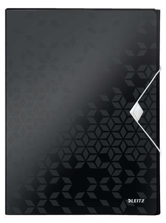 Desky s gumičkou "Wow Jumbo", černá, 30 mm, PP, A4, LEITZ