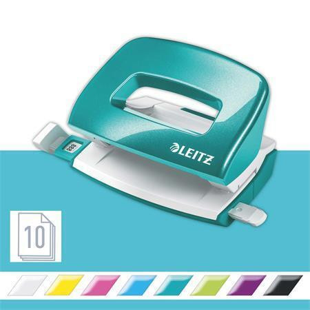 Děrovačka "NeXXt Wow 5060", ledově modrá, 10 listů, kov, mini, LEITZ