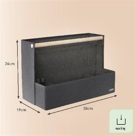 Stolní organizér, tmavě šedá, 38 x 19 cm, s rukojetí, látkový, skládací, LEITZ 61970089