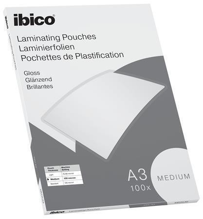 Laminovací fólie "Medium", 100 mikronů, A3, lesklá, 100 ks, IBICO 627312