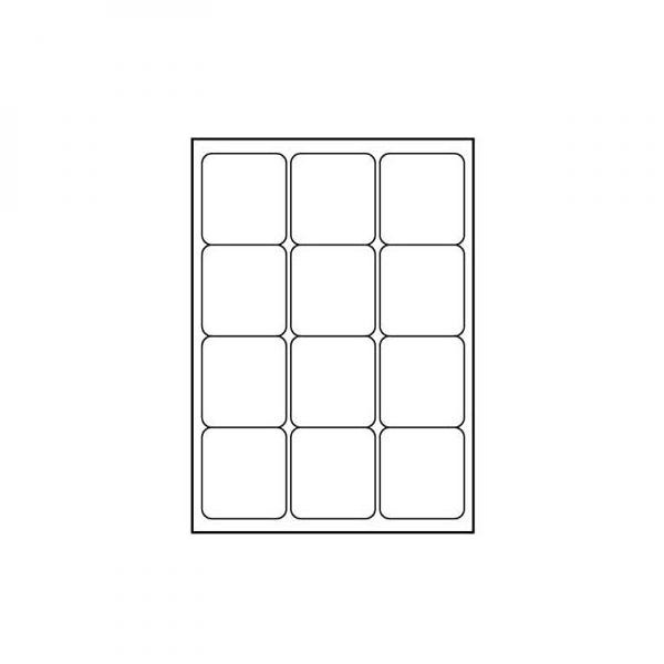 Logo etikety 66mm x 70mm, A4, matné, bílé, 12 etiket, 140g/m2, baleno po 10 ks, pro inkoustové a laserové tiskárny