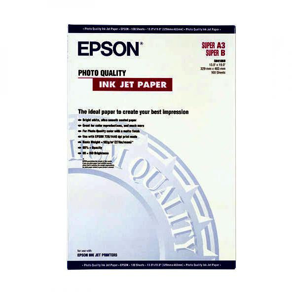 Epson Photo Quality InkJet Paper, C13S041069, foto papír, matný, bílý, Stylus Pro XL, XL+,1500, Laser 15, A3+, 104 g/m2, 720dpi, 1