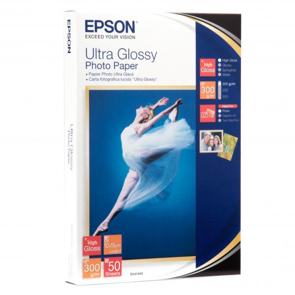 Epson Ultra Glossy Photo Paper, C13S041943BH, foto papír, lesklý, bílý, R200, R300, R800, RX425, RX500, 10x15cm, 4x6", 300 g/m2, 5