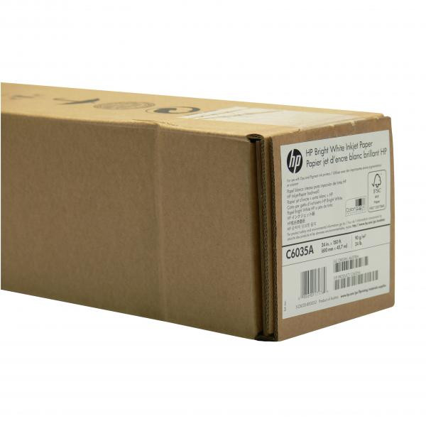 HP 610/45.7/Bright White Inkjet Paper, matný, 24", C6035A, 90 g/m2, papír, 610mmx45.7m, bílý, pro inkoustové tiskárny, role, unive