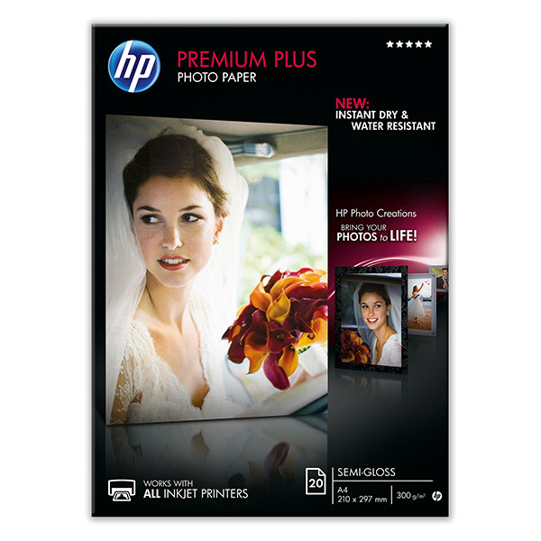 HP Premium Plus Semi-Gloss Photo Paper, CR673A, foto papír, pololesklý, bílý, A4, 300 g/m2, 20 ks, inkoustový