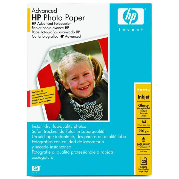 HP Advanced Glossy Photo Paper, Q5456A, foto papír, lesklý, zdokonalený typ bílý, A4, 250 g/m2, 25 ks, inkoustový