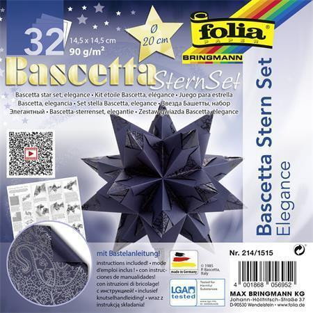 Origami papír na Bascetta hvězdu "Elegance", modrá, 14,5 x 14,5 cm, FOLIA 214/1515