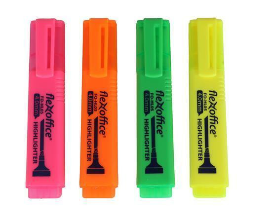 Zvýrazňovač "HL05", 4 barvy, 1-4,0 mm, FLEXOFFICE