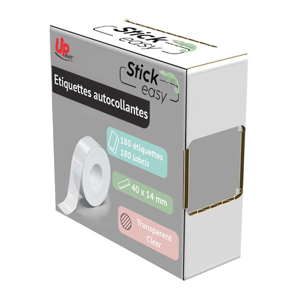 UPrint etikety 14mmx40mm, transparentní, 180 etiket, UP21 180 TRANSPARENT, pro tiskárny StickEasy