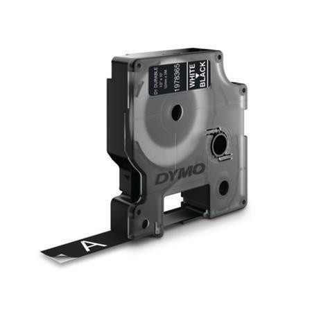 Páska "D1 Durable", bílá na černé,  12 mm x 3 m, DYMO