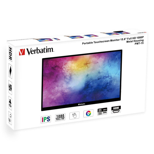 Verbatim přenosný dotykový monitor, PMT-15, 15.6", Full HD (1920x1080), 60Hz, černý