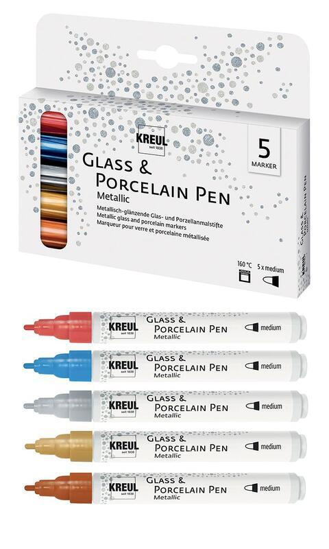 Sada fixů na porcelán "METALLIC" 5 barev, Hobby Line, KREUL