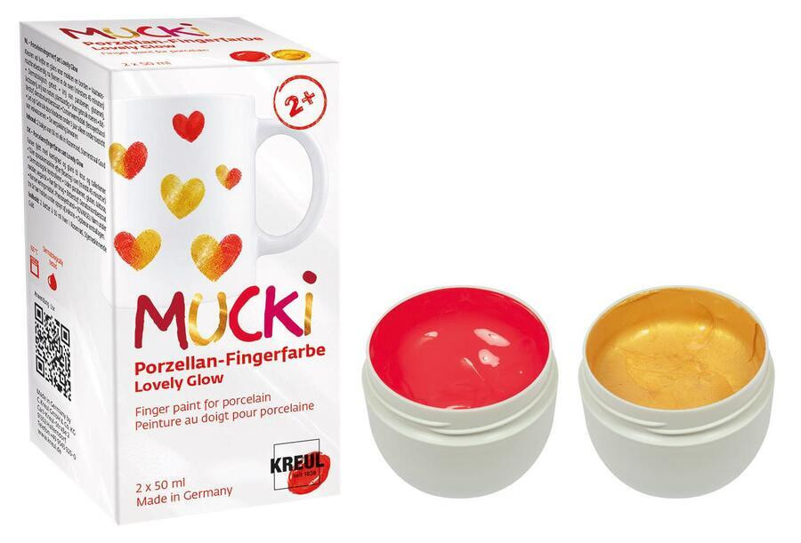 Prstové barvy na porcelán "MUCKI Lovely Glow", sada, 2 x 50 ml, KREUL