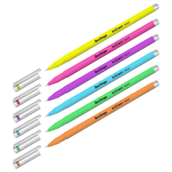 Berlingo, roller gelový, color, set 6 ksks, 0.8mm, Brilliant Neon