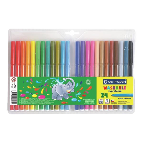 Centropen, sada popisovačů 7790, color, 24ks, 1mm, válcový hrot odolný proti zatlačení
